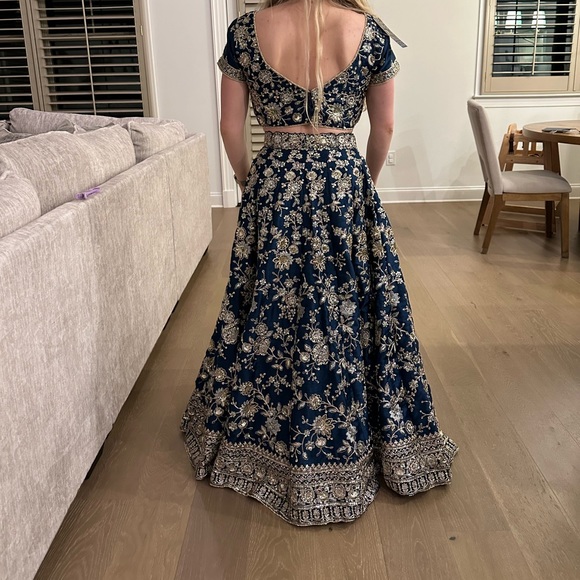 Blue and Gold Lehenga - size small - Picture 2 of 11